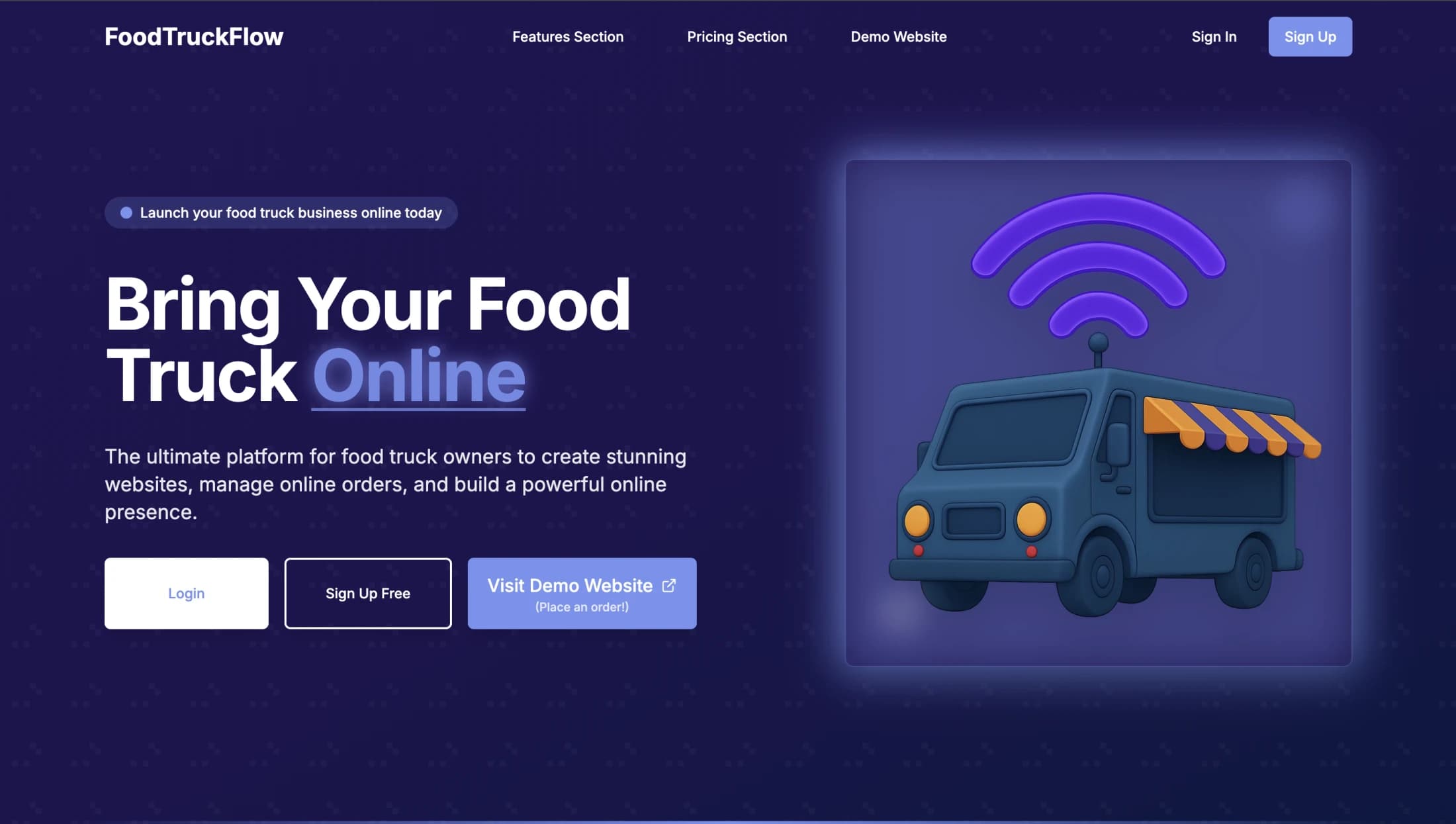 FoodTruckFlow landing page