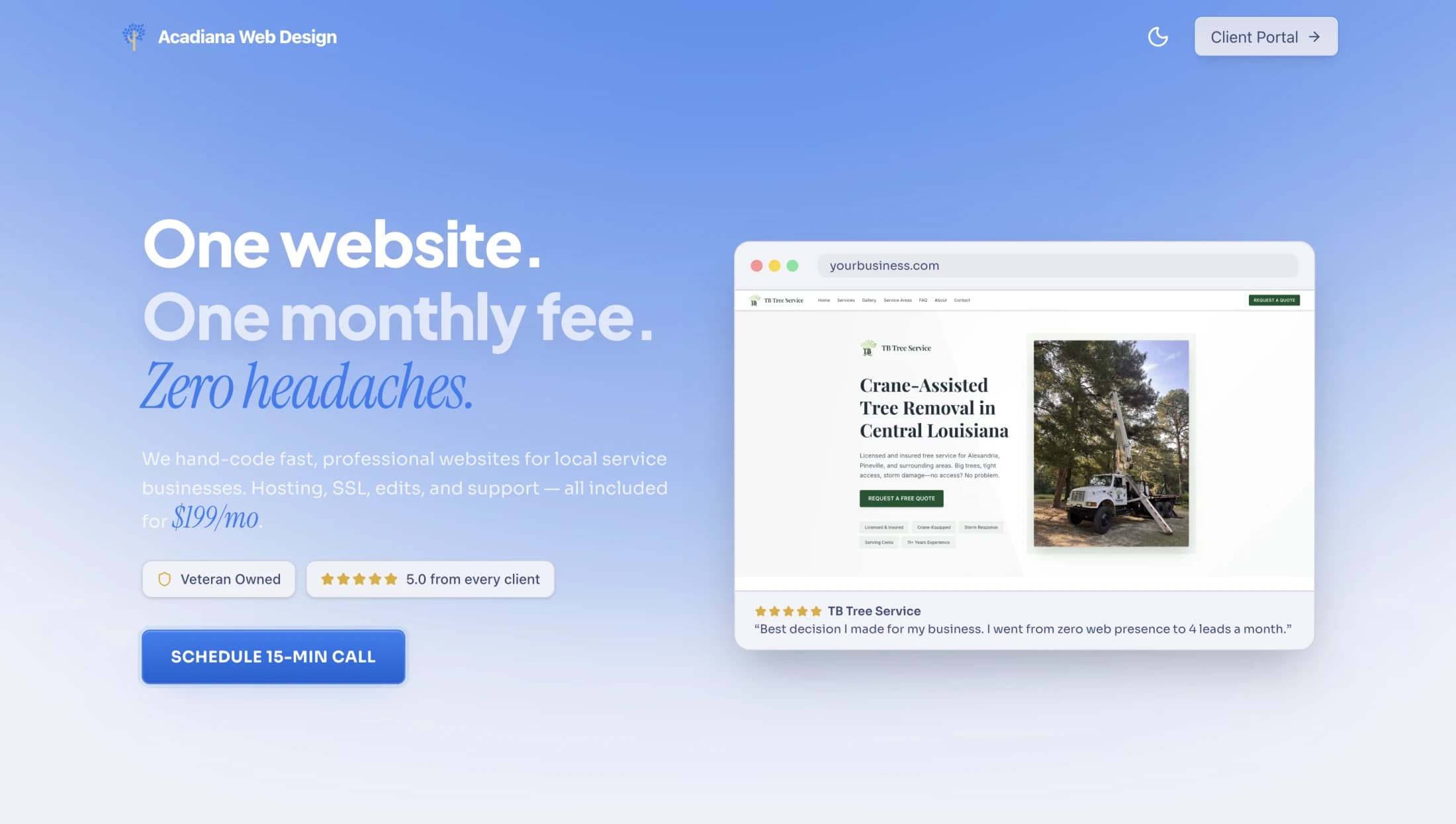 Acadiana Web Design landing page
